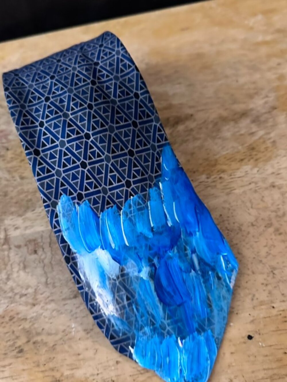 Tiffany and Co Upcyled Silk Tie Necktie Painted Handpainted